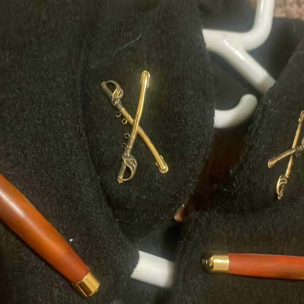 Vintage 90's Double D Brand fringed black wool military Calvary jacket - Picture 4 of 8